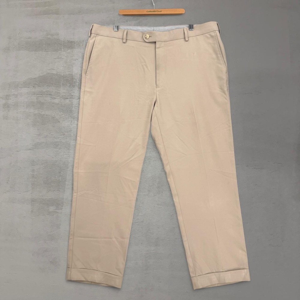 Peter Millar Crown Sport Pants Khaki Tan Cuffed Performance Golf Trousers 38 27